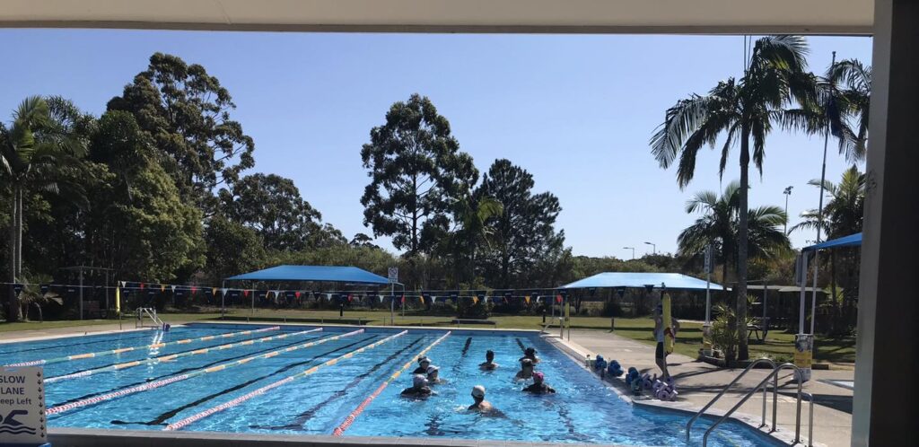 Aqua Aerobics class in the 25m outdoor pool at Tilligerry Aquatic Centre