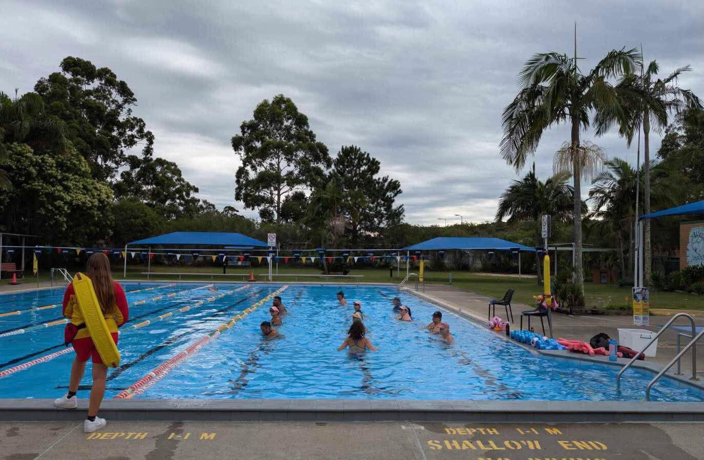 Aqua aerobics class at Tilligerry Aquatic Centre in the 25m outdoor pool.